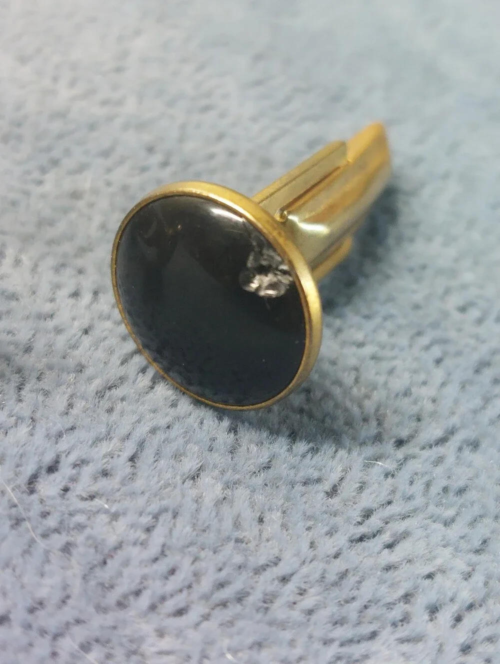 Vintage Cufflinks Lot of 2 Pairs Goldtone Black Cabochon & Silvertone MOP Style